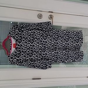 Joules Heart Print Cotton Jersey Dress Navy Blue with Pockets Women's Sz 6